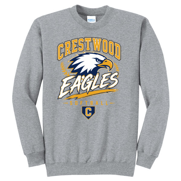 Crestwood Eagles Softball Design 7 (Front & Back Print) on a - Core Fleece Crewneck Sweatshirt Thumbnail